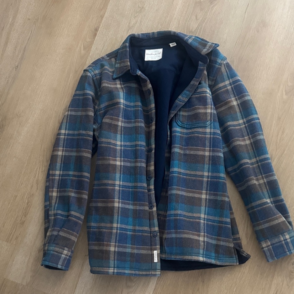 Weatherproof Blue and Brown Plaid Shirt Jacket